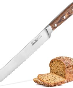 Brotmesser Extra Scharf Wellenschliff Brotschneidemesser Pakka Holz Griff Einzigartiges Schneideerlebnis