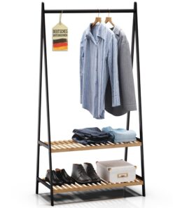 RoyalGrove® Kleiderständer für Schlafzimmer und Flur mit Schuhregal und 2 Ablagen
