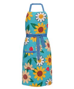 Küchenschürze für Damen mit Tasche | Baumwollschürze für Kochen & Backen | praktische Kochschürze für Frauen