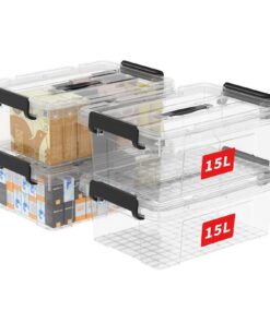 Cetomo 15L-4 Aufbewahrungsboxen für Zuhause und Büro mit Transparentem Design und Ergonomischen Griff