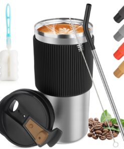 CS COSDDI Thermobecher - Isolierbecher für Kaffee und Tee 450ml für Ausflüge und Reisen mit Deckel und Edelstahl-Hülle