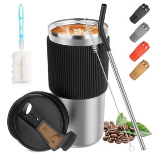 CS COSDDI Thermobecher - Isolierbecher für Kaffee und Tee 450ml für Ausflüge und Reisen mit Deckel und Edelstahl-Hülle