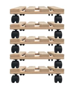 Unbekannt Fünf Pflanzenroller Holz MASSIV für Haus und Garten bis 120 KG