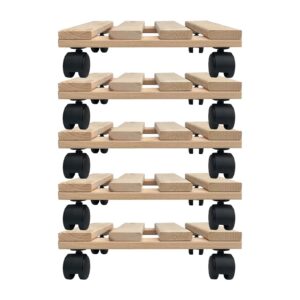 Unbekannt Fünf Pflanzenroller Holz MASSIV für Haus und Garten bis 120 KG