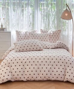 Koudi Herzen Bettwäsche Rosa Streifen Muster Weich Microfaser 80x80 cm Elegant mit Reißverschluss Koudi Herzen Bettwäs