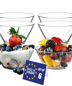 Dessertschalen Glas Set 6 345ml BLEI FREI Stapelbar – Dessertbecher Puddingschalen Salatschüssel