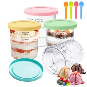 Forbabe 4er Behälter für Ninja Creami Deluxe Pints - Wiederverwendbar für NC500/NC501 Serie - Idealer Becher für Ninja E