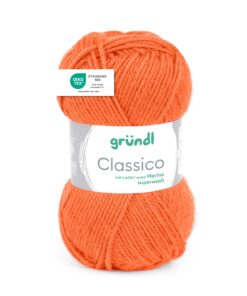Gründl Wolle Classico Orange - dickes Strickgarn - weich und hautfreundlich - 50% Merinowolle, 50% Polyacryl - 1 Knäuel