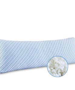 Körperkissen für Erwachsene - Langes Schlafkissen - zerkleinerter Memory Foam & kühlender Bezug mit Reißverschluss für S