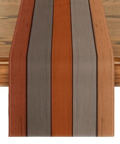 Artoid Mode Saisonale Küche Tischdecke, 40x140 cm, OEKO-TEX STANDARD 100 Antik Orange Planken Dekoration