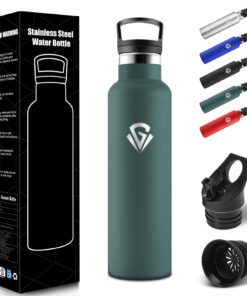 HoneyHolly Edelstahl Trinkflasche 750ml Doppelwandig Vakuum Isolierflasche BPA-frei mit Strohhalm - Armeegrün