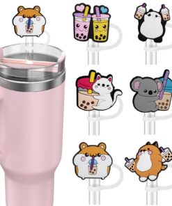 Yomanta Stanley Cup Zubehör Set 6 Stück, dichte Silikonstrohhalmabdeckung für 10mm Strohhalm-Milchtee