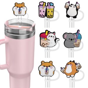 Yomanta Stanley Cup Zubehör Set 6 Stück, dichte Silikonstrohhalmabdeckung für 10mm Strohhalm-Milchtee