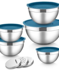 Herogo Rührschüssel 5er Set - Edelstahl Schüssel mit luftdichten Deckeln, Spülmaschinenfest zum Zubereiten/Backen/Servie