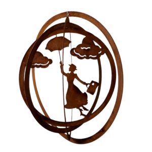 Mary Windspiel hängende Garden-Deco Edelrost Optik 24cm Durchmesser für Balkon und Garten