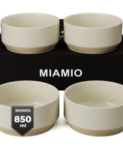MIAMIO – Großformatige Müslischalen Set 4er / Keramik (850 ml) – Spülmaschine- und Mikrowelle geeignet – Sierra Kollekti