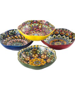 Henten Home Porzellan Salatschüssel Bunte - 630ml, Dessertschüssel/Püreebecher für Bohemian Style - Obstsalat, Müsli, Pa