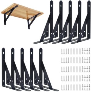 Diompirux Schwarz Metall Regalhalterungen, 10 Stück 95x150mm, für Wandmontage, 90 Grad Winkel, Schwimmender Regalrahmen,