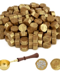 ASTARON Gold Siegelwachs für Einladungen - 300 Stück Siegelwachs Pearl mit Löffel - Ideal für Geschenkverpackungen und W