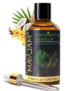 MAYJAM Kokosnuss & Vanilleöl 100ml, Premium Duftöl für Aromatherapie und Diffusion | MAYJAM Kokosnuss & Vanilleöl 100ml