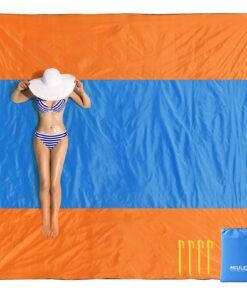 MIULEE Stranddecke wasserdicht für Strand und Outdoor-Activitäten Orange 280x290 cm XXL Pickupdecke mit 4 Befestigungen