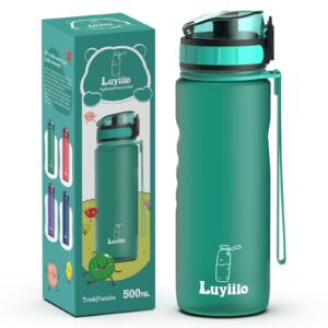 Luyiilo Trinkflasche Kinder Grün Auslaufsicher BPA-Frei Kohlensäuregeeignet Schule Kindergarten Sport