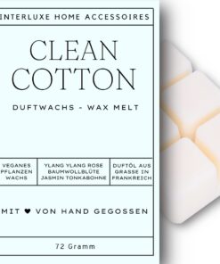 Interluxe Clean Cotton angenehm duftend Waxmelt 100% pflanzlich für Duftlampe Indoor Melts