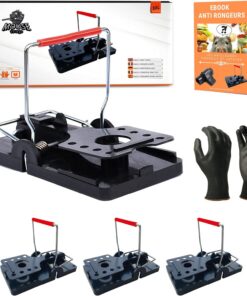 4er Set Rattenfalle & Mausefalle XXL – Profi Schlagfalle, starke Feder, wiederverwendbar, hygienisch, giftfrei – Inkl. H