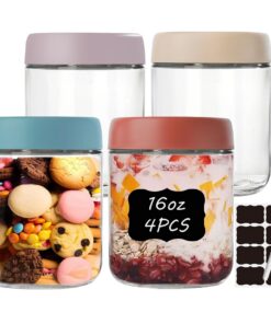 4er Pack 500ml Overnight Oats Gläser mit Schraubdeckel für Gewürze und Joghurt Luftdicht Wiederverwendbare Glasbehälter