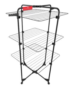 Vileda Mixer 3 Ultimate Schwarz | trocknende Wäscheständer 30 m | flexibel, klappbar & transportabel - swende Räder & ex