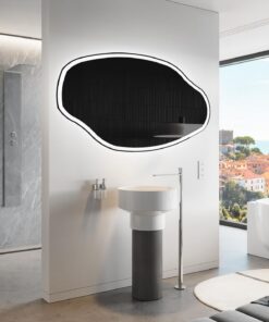 Artforma Badspiegel mit Beleuchtung - Asymmetrischer Spiegel - Modernes Design - Unregelmäßiger Form - LED Beleuchtung B