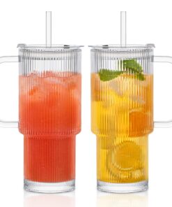 INSETLAN 2 Stück 760ml Carbonfree Certified Gläser für Eiskaffee und Matcha Ideal für Matcha-Drinkern im Sommer