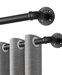 Qlfyuu Industrielle Gardinenstange für Schlafzimmer – verstellbar, rutschfest, 76-150cm – Raumteiler für Verdunkelungsvo
