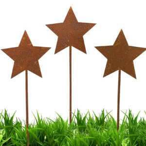 HXUING Rostige Sterne Deko für den Garten undOutdoor-Gelegenheiten, perfekt für Weihnachtsstimmung (3er Set) (A) HXUIN