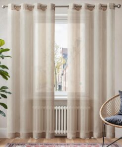 TOPICK Hell Beige Vorhänge Transparent Gardine Wohnzimmer Schlafzimmer 245 cm x 140 cm OEKO-TEX STANDARD 100 TOPICK Tra