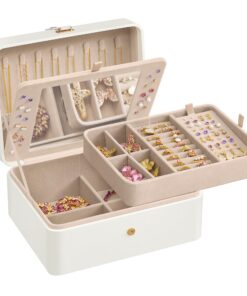 SONGMICS flexibles Schmucktablett JBC200W01 - weihnachten Geschenkidee, wolkenweiß, 17,6 x 22 x 11 cm