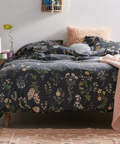 Lanqinglv ÖKO-TEX Microfaser Bettwäsche - Bunt Blumenmuster für Allergiker, Aesthetic Design, 135x200 Schwarz, Mit Reißv