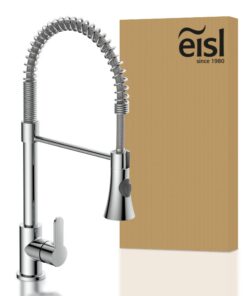 EISL LEON Spiralfeder-Küchenarmatur Chrom für die Küche mit ausziehbarer Geschirrbrause und 360° schwenkbarem Spültischa