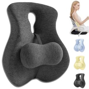 Lumbraze Orthopädisches Lendensitzkissen BlackLordosenstütze BürostuhlMemory FoamRückenstützkissenErgonomie