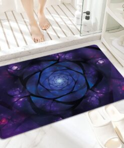 Rutschfest und wasserdicht: Badematte Badvorleger Mandala Mystical Psychedelic Universe Flower 60x100 cm, Waschbar Mikr