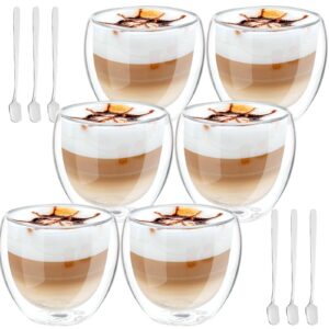Doppelwandige Kaffeegläser Latte Macchiato 250ml Thermogläser, 6er Set Cappuccino Kaffeebecher Glas