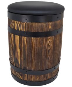 Barrel Hocker gebürstetes Holz Ökologisches Leder 45x35 Sitz für Kinder in der Küche