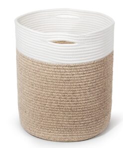 32L Waschekorb aus Baumwolle mit Griffen für Kleidung, Spielzeuge und Kuscheltiere (D34*H40cm), Braun 32L Waschekorb a