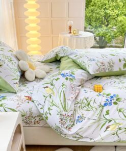Luofanfei Bettwäsche Set Grün Blätter Pflanzen Botanisch Microfaser Wendebett 80x80cm Reissverschluss Luofanfei Pflanz