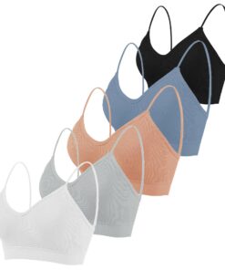 Seitop klassische BHS für Damen mit V-Ausschnitt und gepolstertem Cami Nahtloser Tank Top Träger Bralette Alltag Basic S