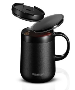 Thermo-Kaffeebecher Edelstahl 18/8 doppelwandig vakuum-isoliert Büro ideal rutschfester Boden 440ml