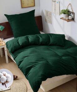 BEDELITE Bettwäsche 135x200 Baumwolle 2teilig - Oeko-TEX STANDARD 100 Weiche und kuschelige Bettwaren für Dunkelgrün