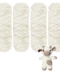 YINVA Milchweiß Wolle Zum Häkeln 400g Für Babys(Flauschige Velvet-Vorlage)