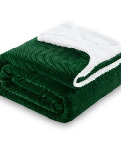 SOCHOW Waldgrün Waffel Sherpa Fleecedecke, superweich, flauschig warm, leicht, für Bett und Sofa, 150 x 200 cm, OEKO-TEX