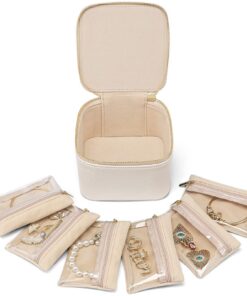 Vlando Reise Schmuckkästchen Modern Schmuck Organizer für Damen Jewelry Organizer mit Ohrringen Ketten Schmuckaufbewahru
